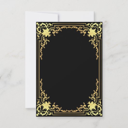 zwart faux gouden script elegante bruiloft RSVP kaartje (Achterkant)