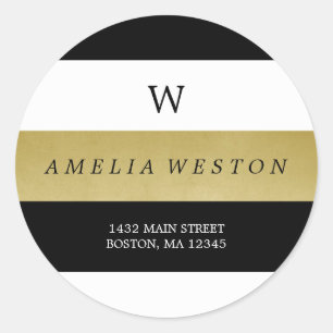 Zwart & Faux gouden strepen   Label retouradres