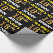 Zwart, Faux/Imitatie Goud, "18e VERJAARDAG" Cadeaupapier (Hoek)