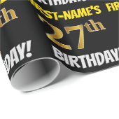 Zwart, Faux/Imitatie Goud, "27e VERJAARDAG" Cadeaupapier (Rol Hoek)