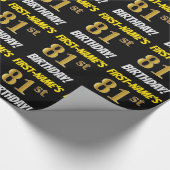 Zwart, Faux/Imitatie Goud, "81ste VERJAARDAG" Cadeaupapier (Hoek)