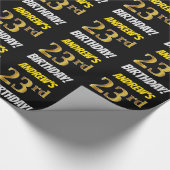 Zwart, Faux/Imitation Gold, "23rd BIRTHDAY" Cadeaupapier (Hoek)
