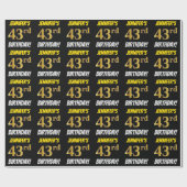 Zwart, Faux/Imitation Gold, "43rd BIRTHDAY" Cadeaupapier (Vlak)