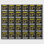 Zwart, Faux/Imitation Gold, "53rd BIRTHDAY" Cadeaupapier (Vlak)