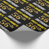 Zwart, Faux/Imitation Gold, "56th BIRTHDAY" Cadeaupapier (Hoek)