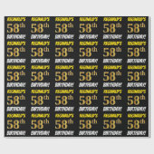 Zwart, Faux/Imitation Gold, "58th BIRTHDAY" Cadeaupapier (Vlak)