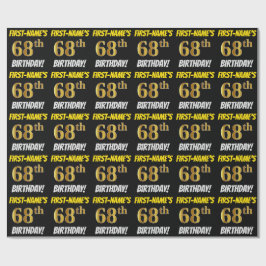 Zwart, Faux/Imitation Gold, "68th BIRTHDAY" Cadeaupapier