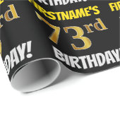 Zwart, Faux/Imitation Gold, "73rd BIRTHDAY" Cadeaupapier (Rol Hoek)