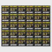 Zwart, Faux/Imitation Gold, "83rd BIRTHDAY" Cadeaupapier (Vlak)