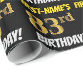 Zwart, Faux/Imitation Gold, "83rd BIRTHDAY" Cadeaupapier (Rol Hoek)