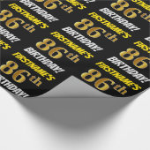 Zwart, Faux/Imitation Gold, "86th BIRTHDAY" Cadeaupapier (Hoek)