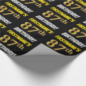 Zwart, Faux/Imitation Gold, "87th BIRTHDAY" Cadeaupapier (Hoek)