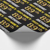 Zwart, Faux/Imitation Gold, "89th BIRTHDAY" Cadeaupapier (Hoek)