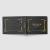 Zwart Faux Leather Gold Lijst Gastenboek (Volledig)