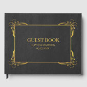 Zwart Faux Leather Gold Lijst Gastenboek (Voorkant)