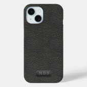 Zwart Faux Leather Look Klassiek monogram Case-Mate iPhone Case (Achterkant)