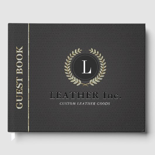 Zwart  faux lente glitter accenten gastenboek (Voorkant)