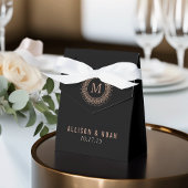 Zwart & Faux Roos Gold Deco Monogram Bedankdoosjes