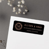 Zwart & Faux Roos Goud Deco Initiaal Monogram Etiket