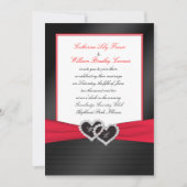 Zwart FAUX Satijnen plooien, harten Monogram uitno Kaart (Voorkant)