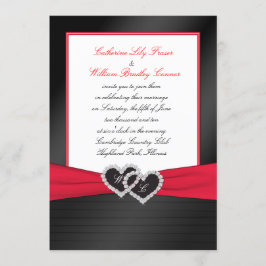 Zwart FAUX Satijnen plooien, harten Monogram uitno Kaart