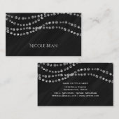 Zwart & Faux Zilver Bling Moderne Glamour Visitekaartje (Voorkant / Achterkant)