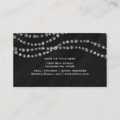 Zwart & Faux Zilver Bling Moderne Glamour Visitekaartje (Achterkant)