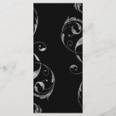 Zwart & Faux Zilver Bloemen Swirl Elegant Menu (Achterkant)