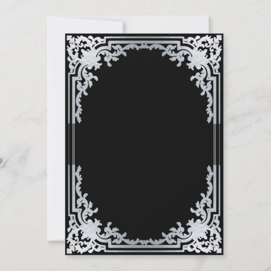  zwart faux zilver elegante  bruiloft kaart (Achterkant)
