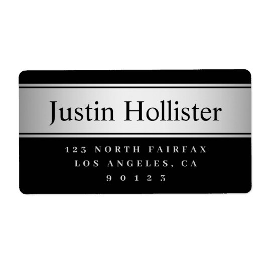 Zwart & Faux zilveren look Verzending of Product Etiket (Voorkant)