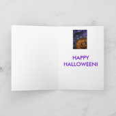 ZWART FEE KITTEN KAT HALLOWEEN POMPOEN MAND KAART (Binnen)