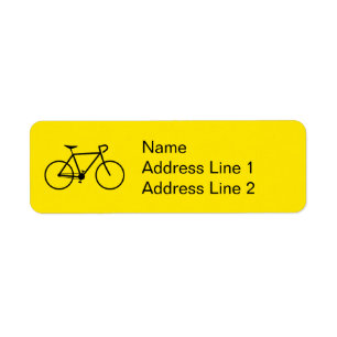 Zwart fiets silhouet adreslabel etiket