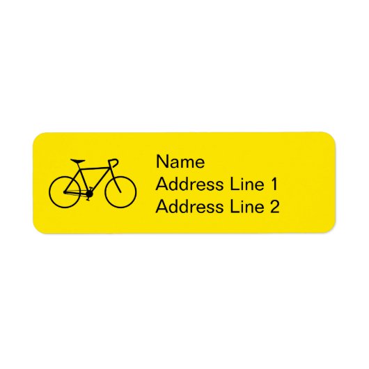 Zwart fiets silhouet adreslabel etiket (Voorkant)