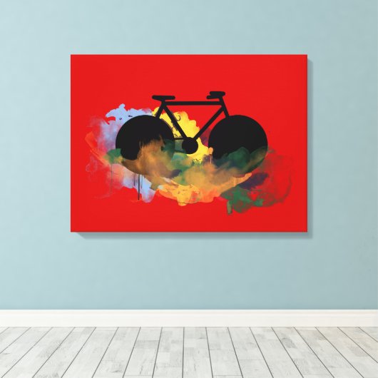 zwart fietsendecor in de stad canvas afdruk (Insitu (Houten vloer))