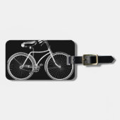 Zwart  fietsenwiel Antiek/Retrofiets Bagagelabel (Voorkant horizontaal)