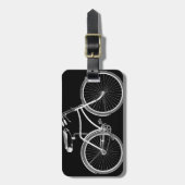 Zwart  fietsenwiel Antiek/Retrofiets Bagagelabel (Voorkant verticaal)