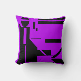 Zwart figuur, Paars Geometrisch ontwerp Kussen