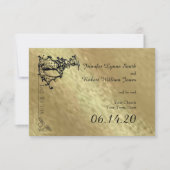 Zwart filigraan masker op goud Bewaar de datum Save The Date (Voorkant)