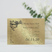 Zwart filigraan masker op goud Bewaar de datum Save The Date (Staand voorkant)