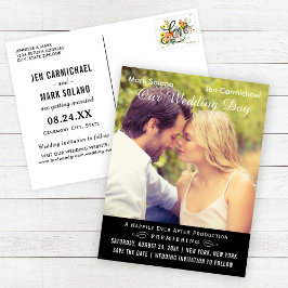 Zwart Film Poster Trouwfoto Save the Date