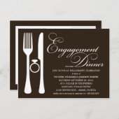 ZWART FLATWARE | VERLOVING DINER UITNODIGING BRIEFKAART (Voorkant / Achterkant)