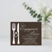 ZWART FLATWARE | VERLOVING DINER UITNODIGING BRIEFKAART (Staand voorkant)