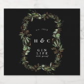 Zwart flesmiddel Gold Modern Eucalyptus Gin Oval Likeurfles Etiket (Enkel label)