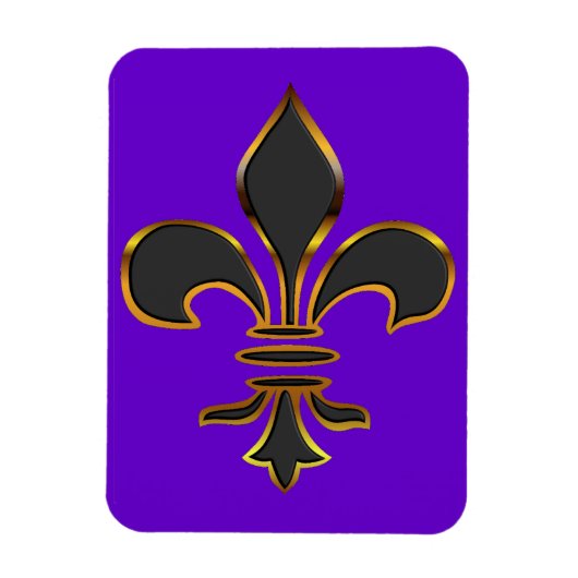 Zwart Fleur-de-lis Goud bijgesneden Magneet (Verticaal)