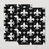 Zwart Fleur-de-lis-patroonontwerp Briefkaart (Voorkant / Achterkant)