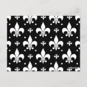 Zwart Fleur-de-lis-patroonontwerp Briefkaart (Achterkant)