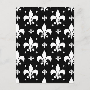 Zwart Fleur-de-lis-patroonontwerp  Briefkaart