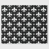 Zwart Fleur-de-lis Patroonontwerp Cadeaupapier (Vlak)