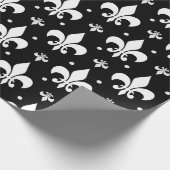 Zwart Fleur-de-lis Patroonontwerp Cadeaupapier (Hoek)