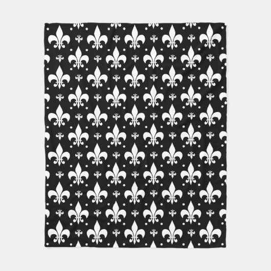 Zwart Fleur-de-lis Patroonontwerp Fleece Deken (Voorkant)